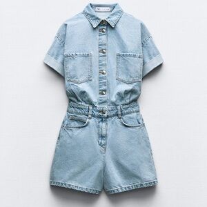 Zara short denim jumpsuit NWT